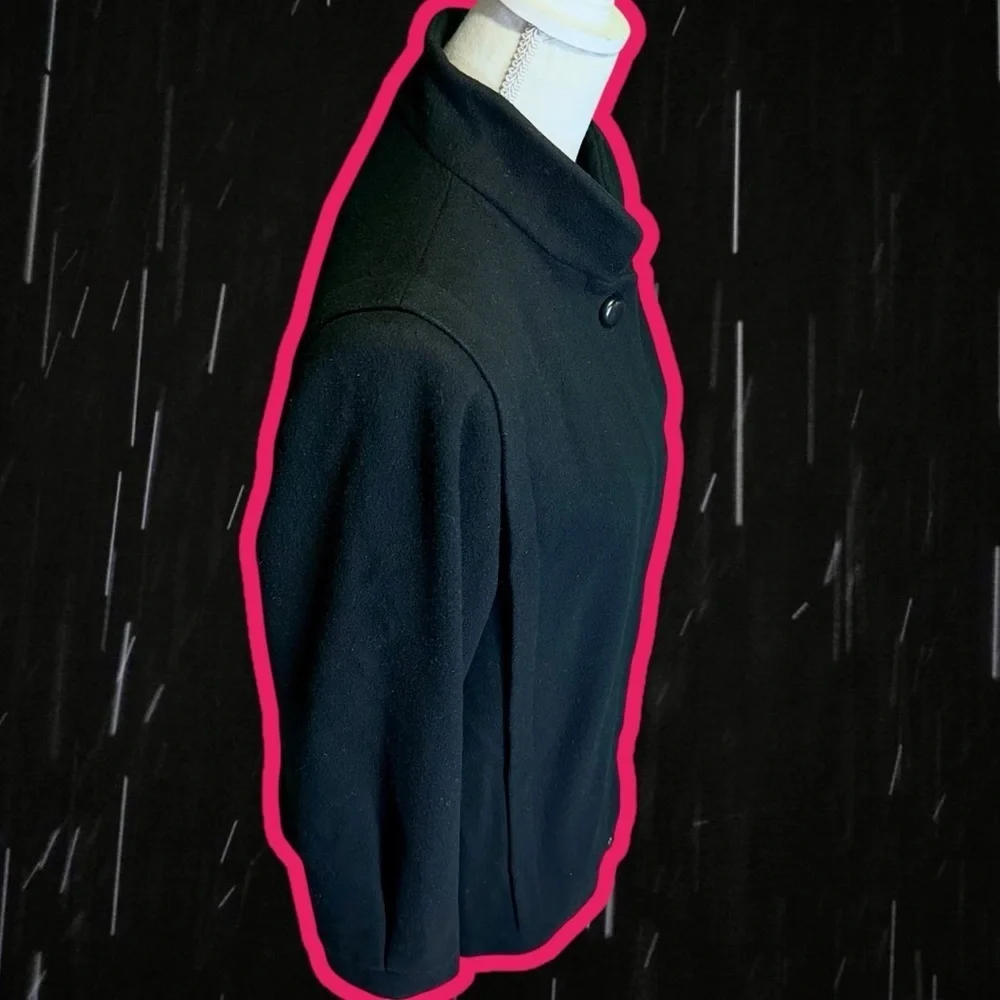 Mackintosh Vintage 100% Pure Wool Black Button-Down Long-Sleeve Pea Coat Size 8